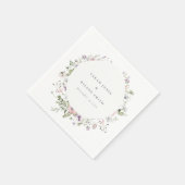 Blush Pink Lilac Wildblume Circle Frame Wedding Serviette (Ecke)