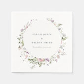Blush Pink Lilac Wildblume Circle Frame Wedding Serviette (Vorderseite)