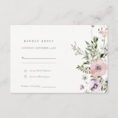 Blush Pink Lilac Wildblume Wreath Wedding RSVP Begleitkarte (Vorderseite)