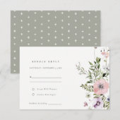 Blush Pink Lilac Wildblume Wreath Wedding RSVP Begleitkarte (Vorne/Hinten)