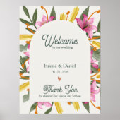 Blush Pink Lily Arched Floral Wedding Welcome Poster (Vorne)