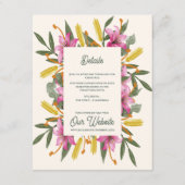 Blush Pink Lily Botanical Wedding Information Begleitkarte (Vorderseite)