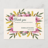 Blush Pink Lily Botanical Wedding Thank You Postkarte (Vorderseite)