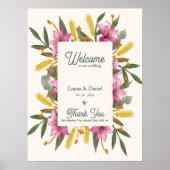 Blush Pink Lily Botanical Wedding Welcome Poster (Vorne)