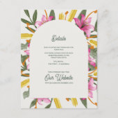Blush Pink Lily Floral Arched Wedding Details Begleitkarte (Vorderseite)