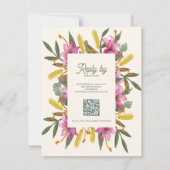 Blush Pink Lily QR Code Botanical Floral Wedding RSVP Karte (Rückseite)