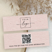 Blush pink linen logo QR stud earring display card