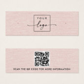 Blush pink linen logo QR stud earring display card (Vorne & Hinten)