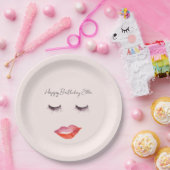 Blush Pink Lips and Eyelashes Birthday Pappteller (Party)