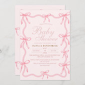 Blush Pink Little Bow Pastel Girl Baby Shower Einladung (Vorne/Hinten)