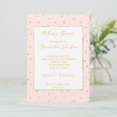 Blush Pink Little Hearts Baby Dusche Einladung (Stehend Vorderseite)