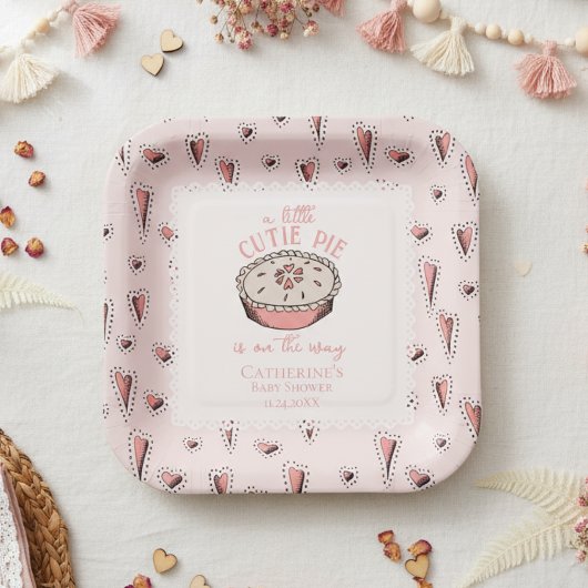 Blush Pink Little Süsse Pie Fall Baby Dusche Pappteller