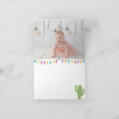 Blush Pink Llama Cactus Foto Vielen Dank Karte (Innenseite)