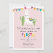 Blush Pink Llama Fiesta Geburtstagsparty Einladung (Vorderseite)