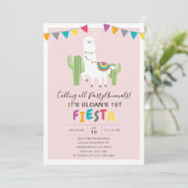 Blush Pink Llama Fiesta Geburtstagsparty Einladung (Stehend Vorderseite)