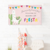 Blush Pink Llama Fun Cactus Birthday Party Willkom Banner (Insitu)