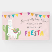 Blush Pink Llama Fun Cactus Birthday Party Willkom Banner (Horizontal)