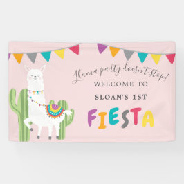 Blush Pink Llama Fun Cactus Birthday Party Willkom Banner