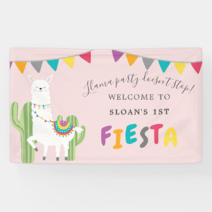 Blush Pink Llama Fun Cactus Birthday Party Willkom Banner