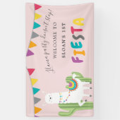 Blush Pink Llama Fun Cactus Birthday Party Willkom Banner (Vertikal)