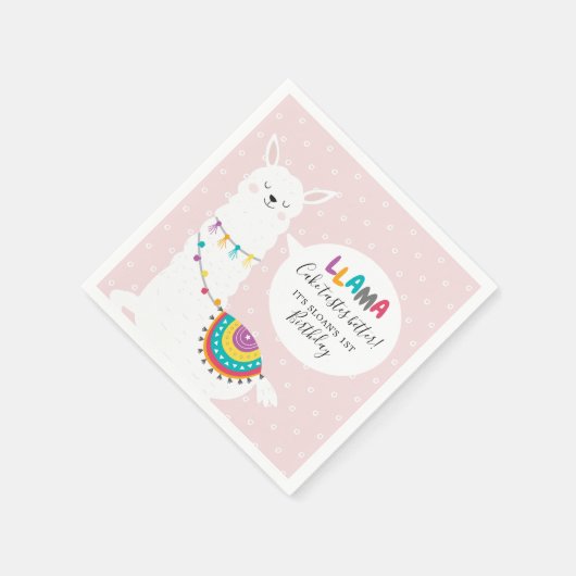 Blush Pink Llama Fun Paper Serviette (Ecke)