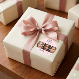 Blush Pink Logo Photo Makeup Thank You Runder Aufkleber