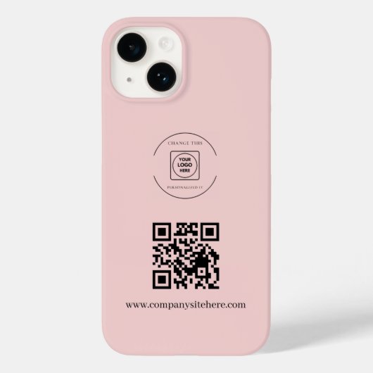 Blush Pink Logo QR Code Business iphone case (Rückseite)
