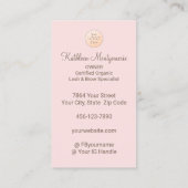 Blush Pink Logo QR Code Photo Lashes and Brows Visitenkarte (Rückseite)