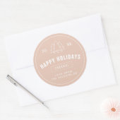 Blush Pink Logo Style Moderner Weihnachtsbaum Runder Aufkleber (Umschlag)