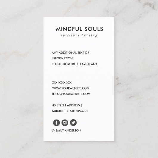 BLUSH PINK LOTUS EINFACHE REIKI SPIRITUALISIERUNG VISITENKARTE (Rückseite)