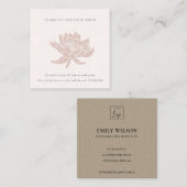 BLUSH PINK LOTUS FLORA LOGO SHOPPPING DANKEN QUADRATISCHE VISITENKARTE (Vorne/Hinten)