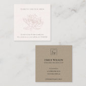 BLUSH PINK LOTUS FLORAL LOGO SHOPPPING DANKEN QUADRATISCHE VISITENKARTE (Vorne/Hinten)