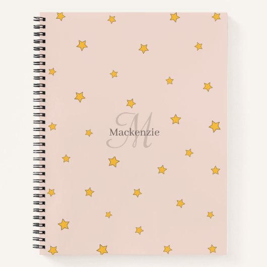 Blush Pink Lucky Stars Monogram Spiral Notebook Notizblock (Vorderseite)