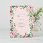 Blush Pink Luminous Botanical Wedding Einladung (Stehend Vorderseite)