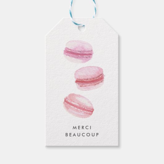 Blush Pink Macarons Danke Geschenkanhänger (Vorderseite)