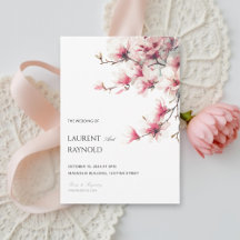 Blush Pink Magnolia Botanical Watercolor Wedding