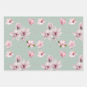 Blush Pink Magnolia Floral Wasserfarbenes Geschenk Geschenkpapier Set (Vorderseite 3)