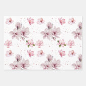 Blush Pink Magnolia Floral Wasserfarbenes Geschenk Geschenkpapier Set (Vorderseite 2)