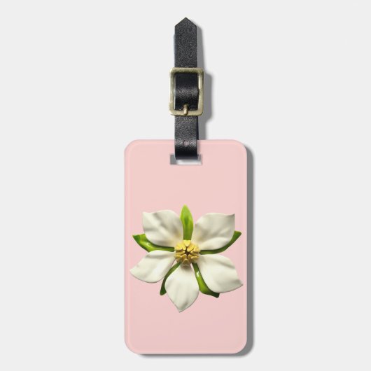 Blush Pink Magnolia Spring Blossom MOD Blume 60er Gepäckanhänger (Vorderseite vertikal)