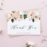 Blush Pink Magnolia und Hydrangea Babydusche Dankeskarte<br><div class="desc">Vielen Dank an Ihre Gäste mit dieser individuell gestaltbaren Babydusche. Es verfügt über blütenrosa Magnolien und Hydrangeas mit Imitaten Rose Goldfolie Akzente. Personalisieren Sie diese,  indem Sie Ihre Daten hinzufügen. Diese Blumenkarte in Rosa ist ideal für Babyduschen,  Brautpartys,  Hochzeiten und andere Veranstaltungen.</div>