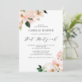 Blush Pink Magnolia und Hydrangea Bat Mitzvah Einladung (Stehend Vorderseite)