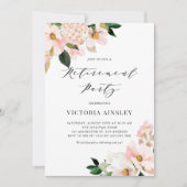 Blush Pink Magnolia und Hydrangea Retirement Party Einladung (Vorderseite)