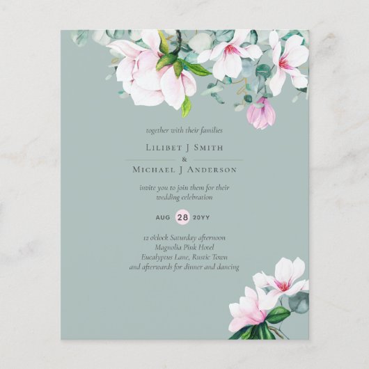 Blush Pink Magnolia Wedding Flyer (Vorne)