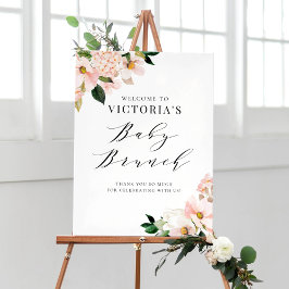 Blush Pink Magnolias Bloral Baby Brunch Willkommen Poster