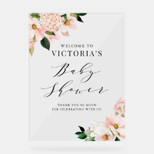 Blush Pink Magnolias Bloral Baby Dusche Empfang Acrylschild