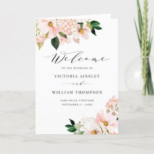 Blush Pink Magnolias & Hydrangeas Wedding Booklet Programm