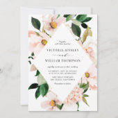Blush Pink Magnolias und Hydrangeas Frame Wedding Einladung (Vorderseite)