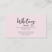 Blush Pink Makeup Artist Photo Visitenkarte (Rückseite)