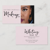 Blush Pink Makeup Artist Photo Visitenkarte (Vorne/Hinten)