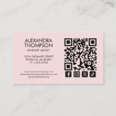 Blush Pink Makeup Artist Qr Code Social Icon Visitenkarte (Rückseite)
